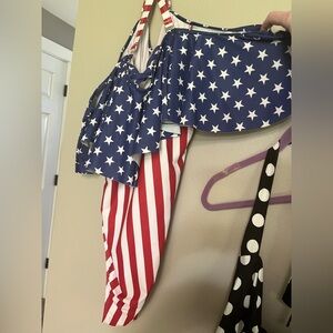 Women's Patriotic Star and Stripe Off The Shoulder one piece 18W